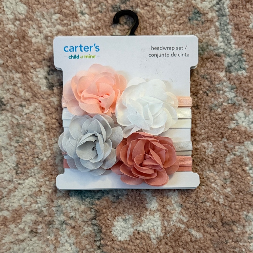 NWT Carter's Pastel Floral Headwrap Set